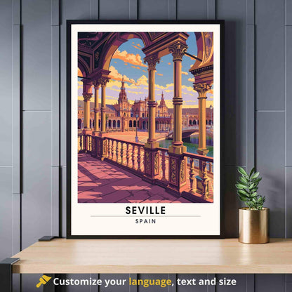 Seville Poster | Seville travel print - Plaza de España