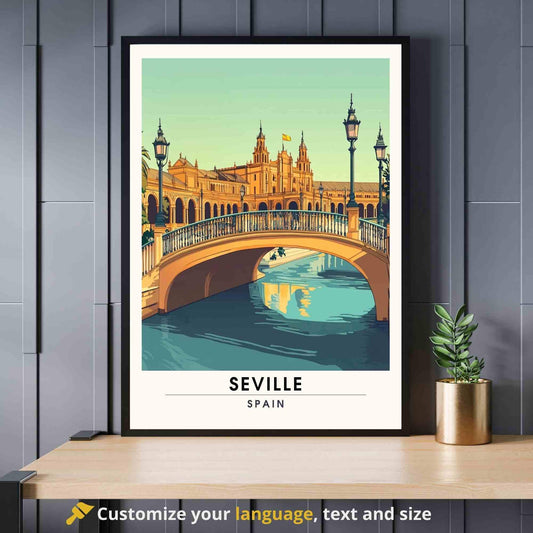 Affiche Séville | Impression de voyage Séville, Espagne - Plaza de España