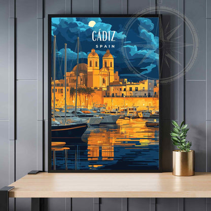 Cadiz Poster | Cadiz print - Andalusia travel poster, Spain- Cadiz port