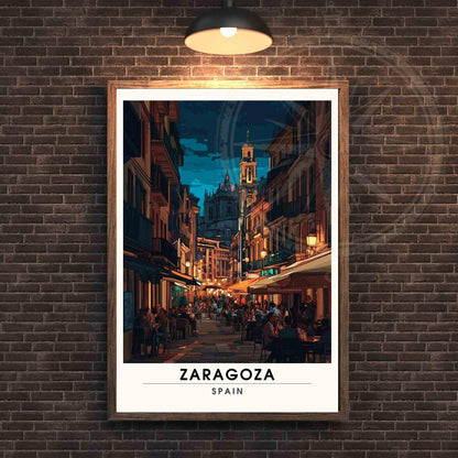 Affiche de voyage Saragosse | Impression Saragosse, Espagne - La nuit