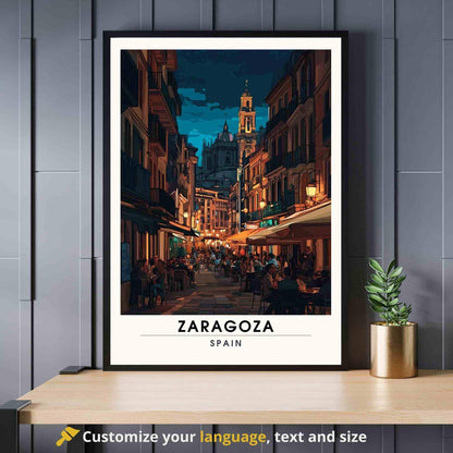 Zaragoza travel Poster | Zaragoza print - Spain - Night