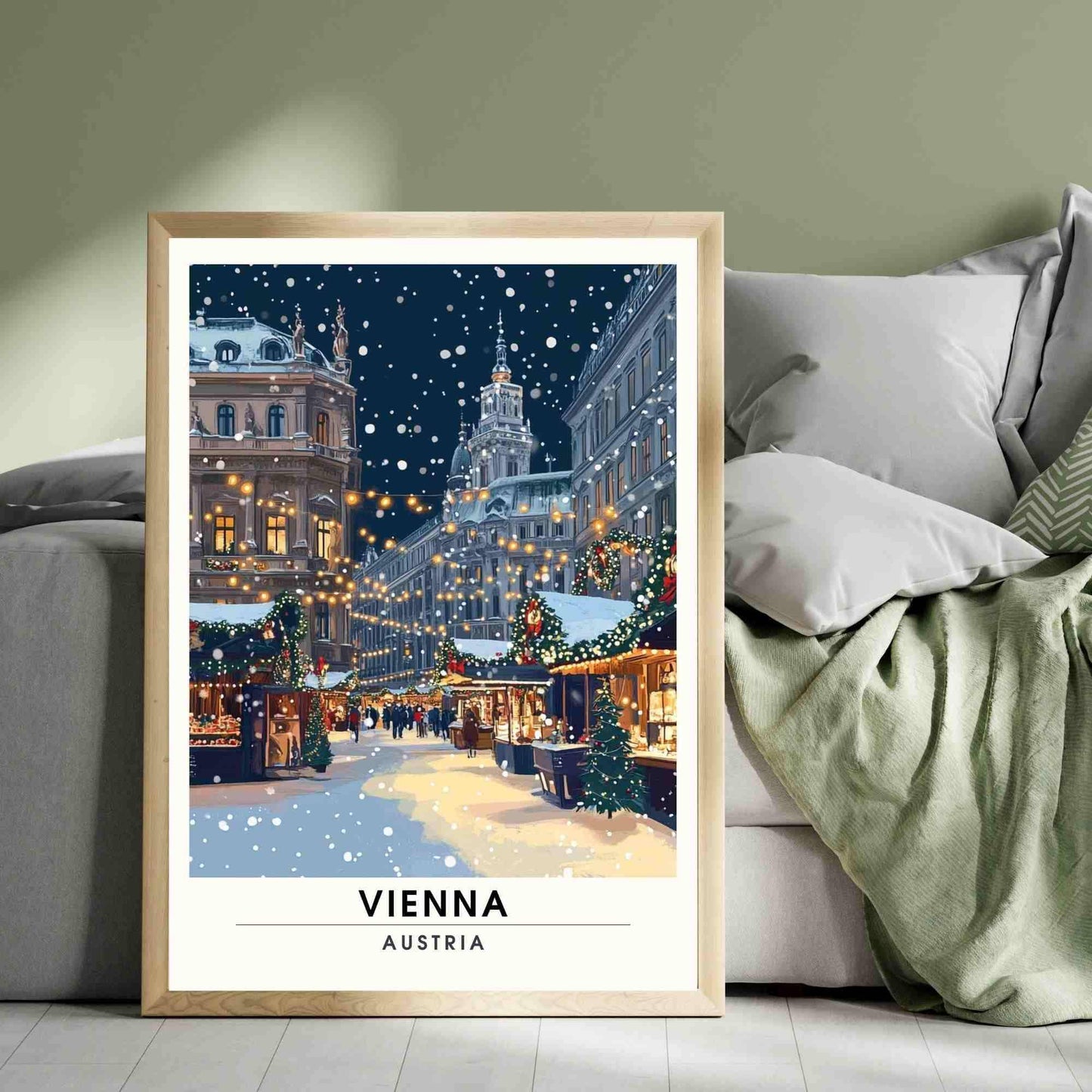 Affiche de noël Vienne | Impression Vienne - Marché de noël de Vienne, Autriche