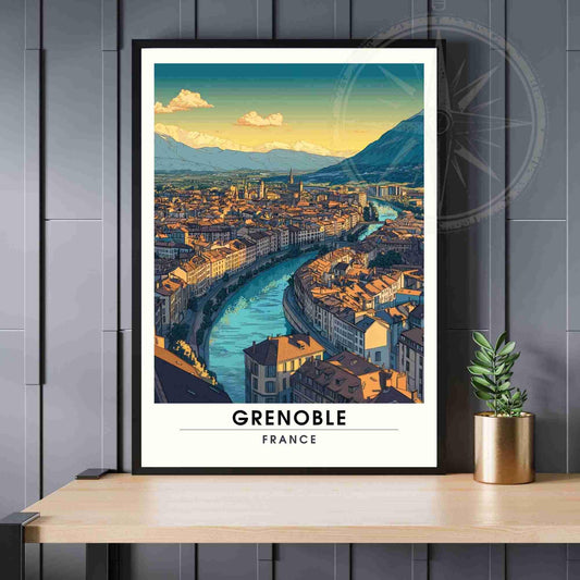 Affiche Grenoble | Impression Grenoble, France - Vue de ciel