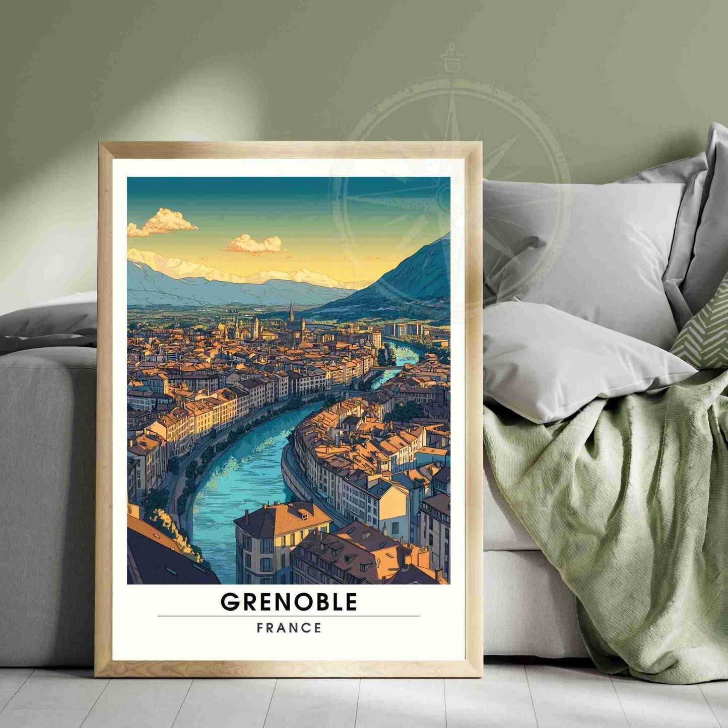 Affiche Grenoble | Impression Grenoble, France - Vue de ciel