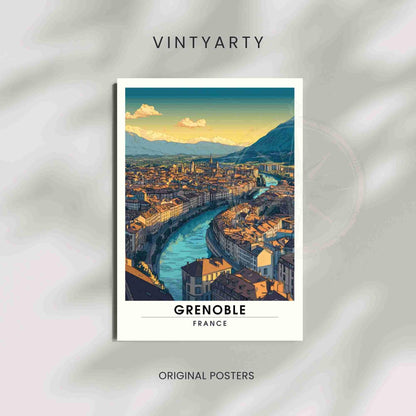 Affiche Grenoble | Impression Grenoble, France - Vue de ciel