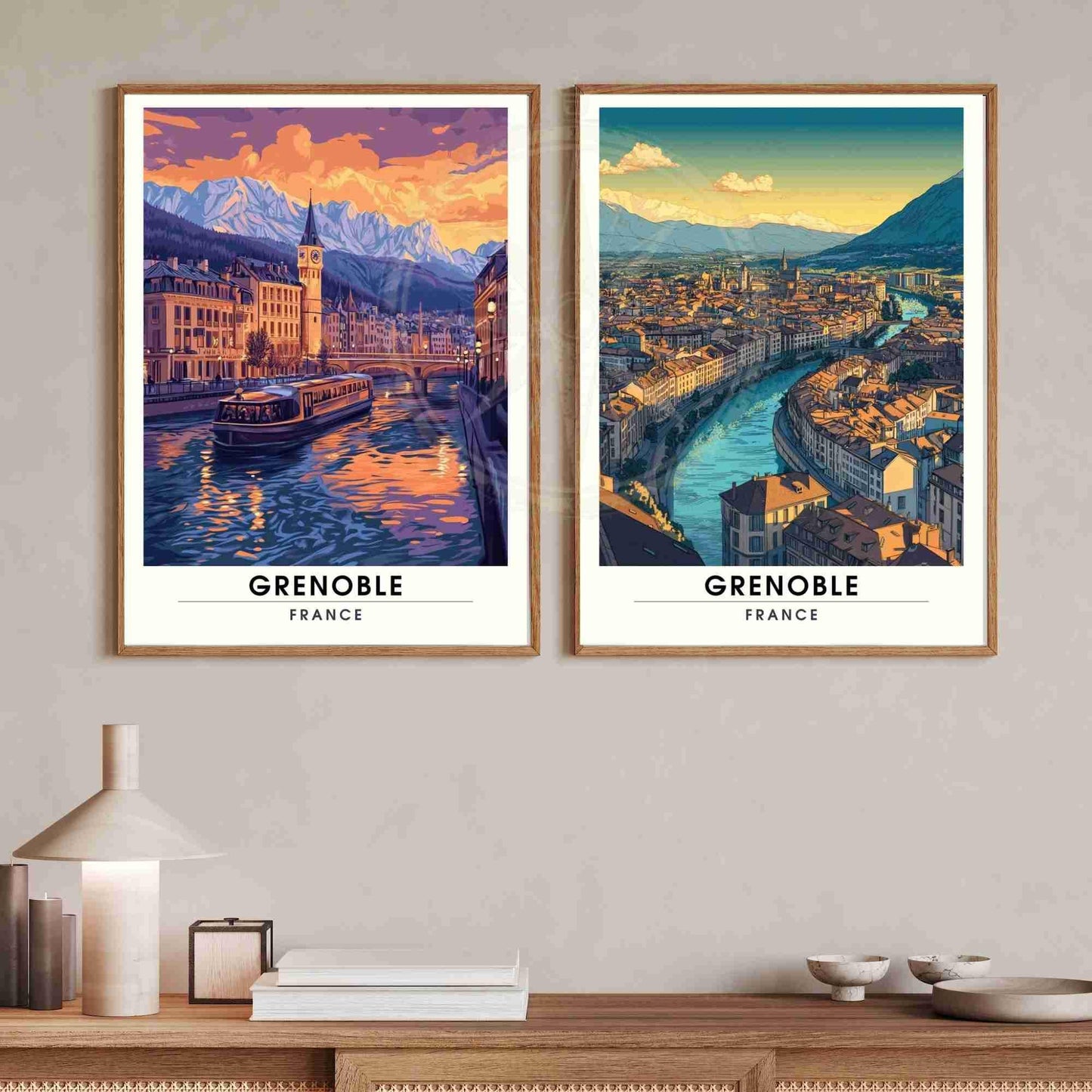 Affiche Grenoble | Impression Grenoble, France - Au coucher de soleil