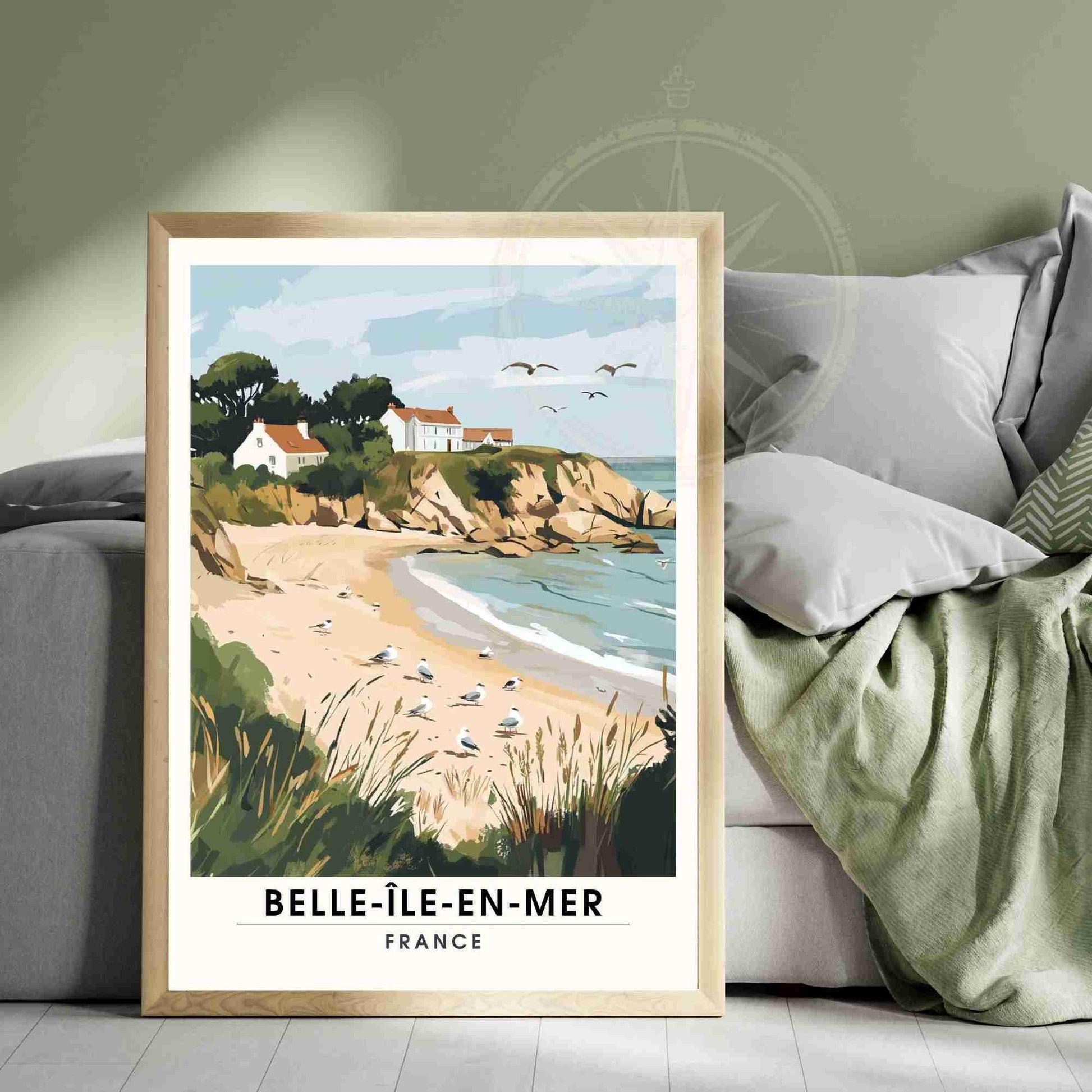 Affiche Belle-Île-en-Mer | Impression de voyage Belle-Île-en-Mer, France - Plage de Baluden