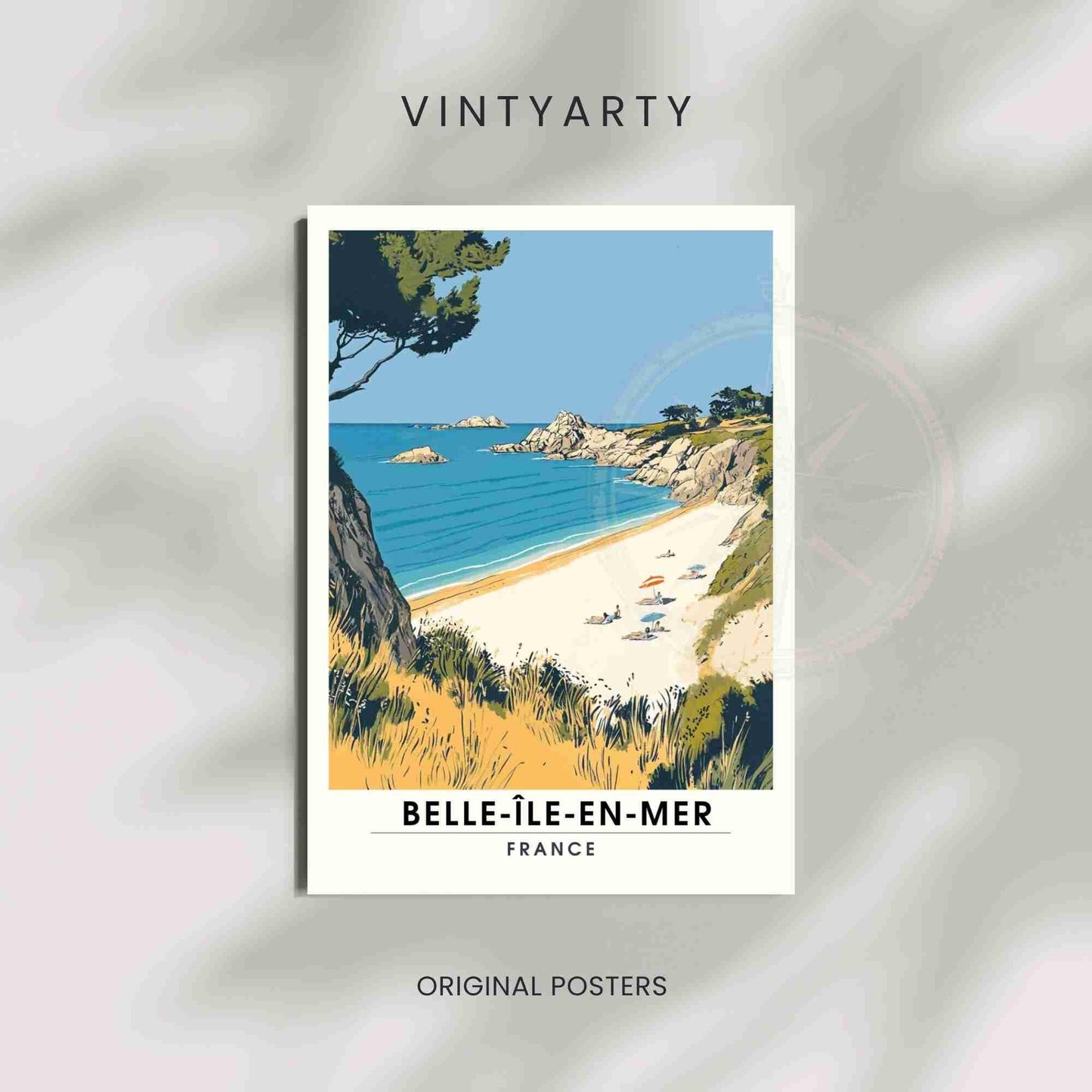 Affiche Belle-Île-en-Mer | Impression Belle-Île-en-Mer, France - Poster Plage de Baluden