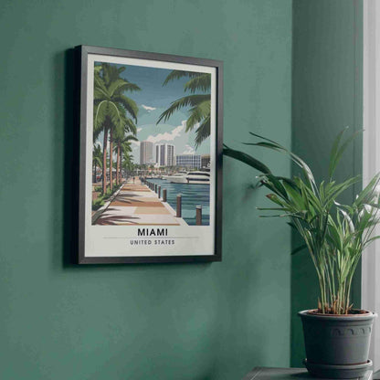 Affiche Miami | Impression de voyage Miami, États-Unis - Bayside Marketplace