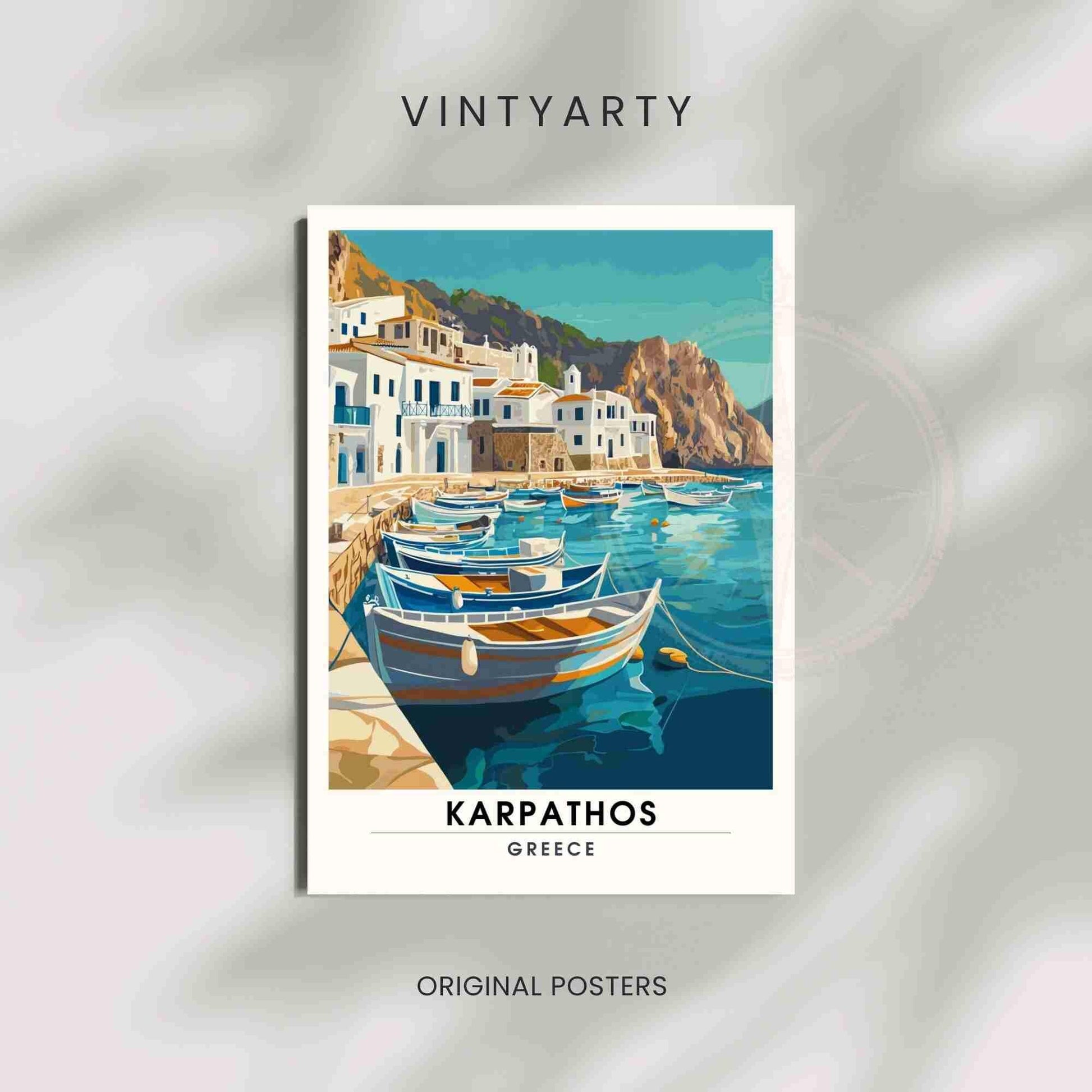 Karpathos Poster | Karpathos travel print, Greece - Port view