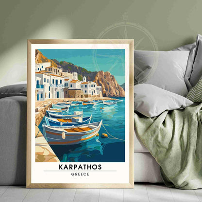 Karpathos Poster | Karpathos travel print, Greece - Port view