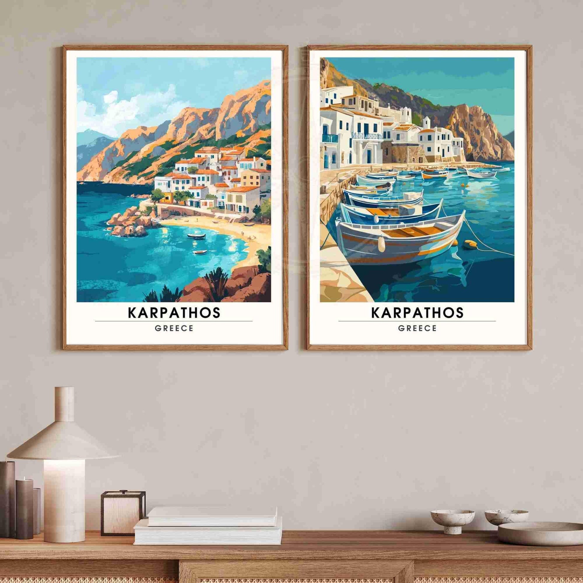 Affiche Karpathos | Impression de voyage Karpathos, Grèce - Vue sur le port