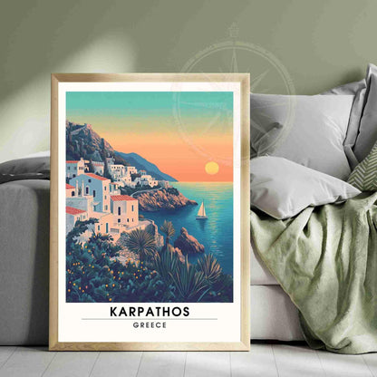 Karpathos Poster | Karpathos travel print, Greece - Sunset