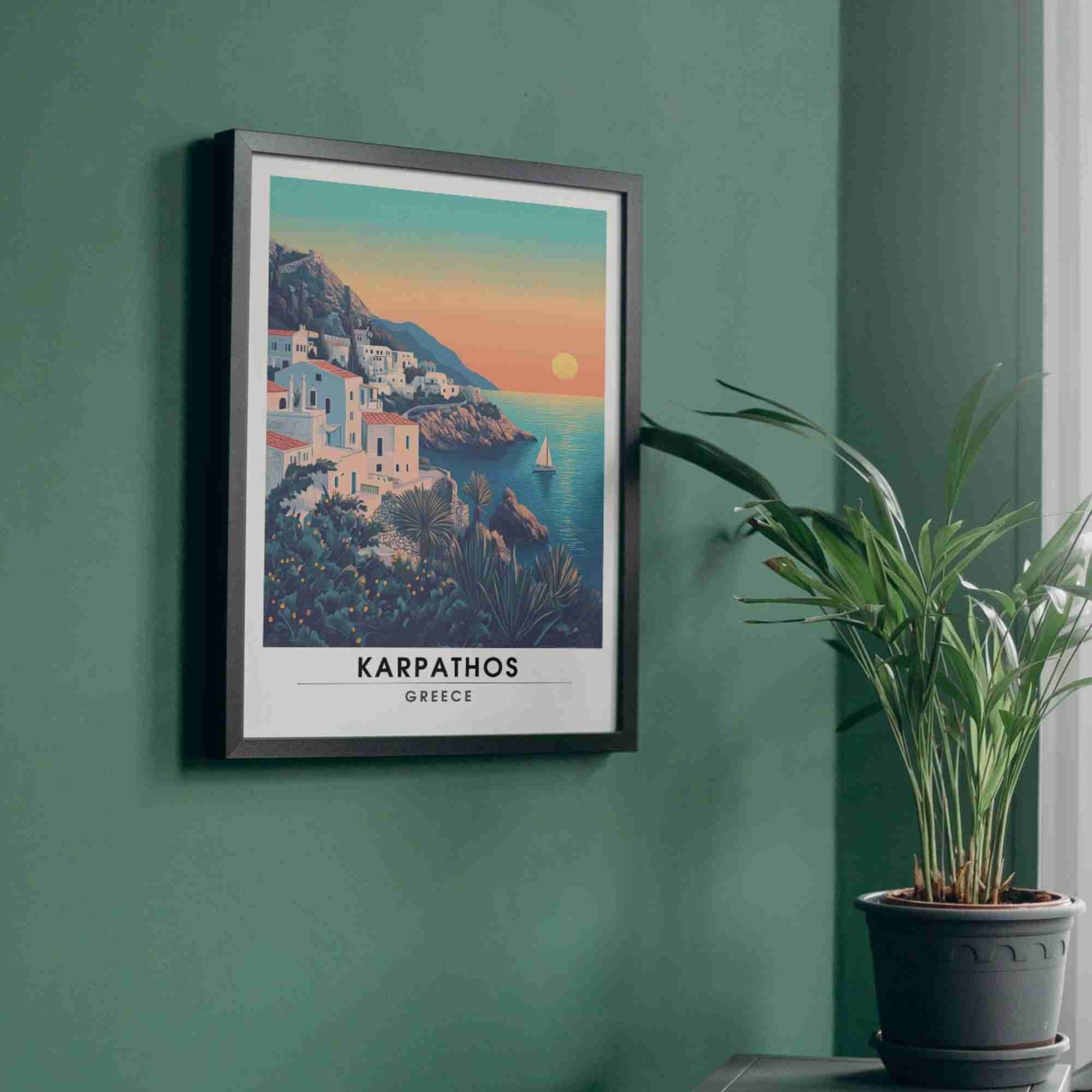 Affiche Karpathos | Impression de voyage Karpathos, Grèce - Au coucher de soleil