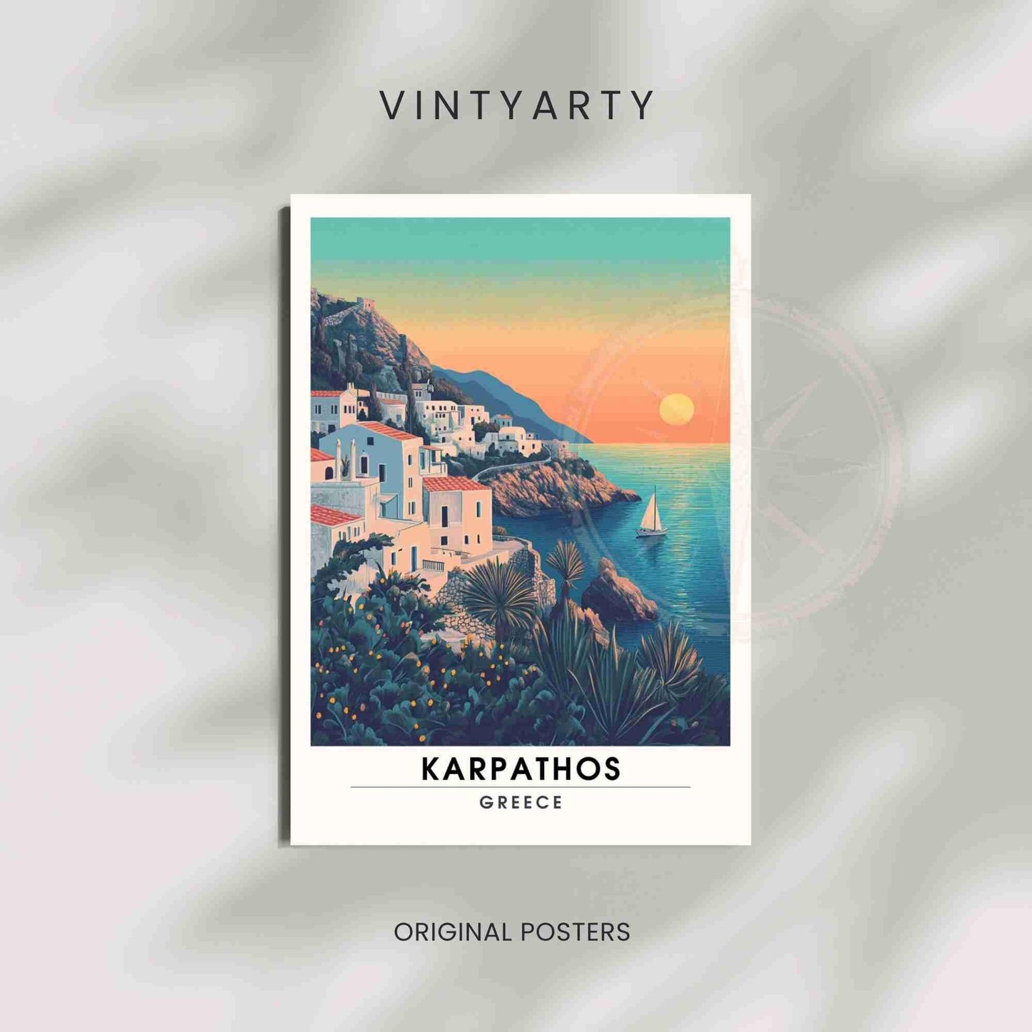 Affiche Karpathos | Impression de voyage Karpathos, Grèce - Au coucher de soleil