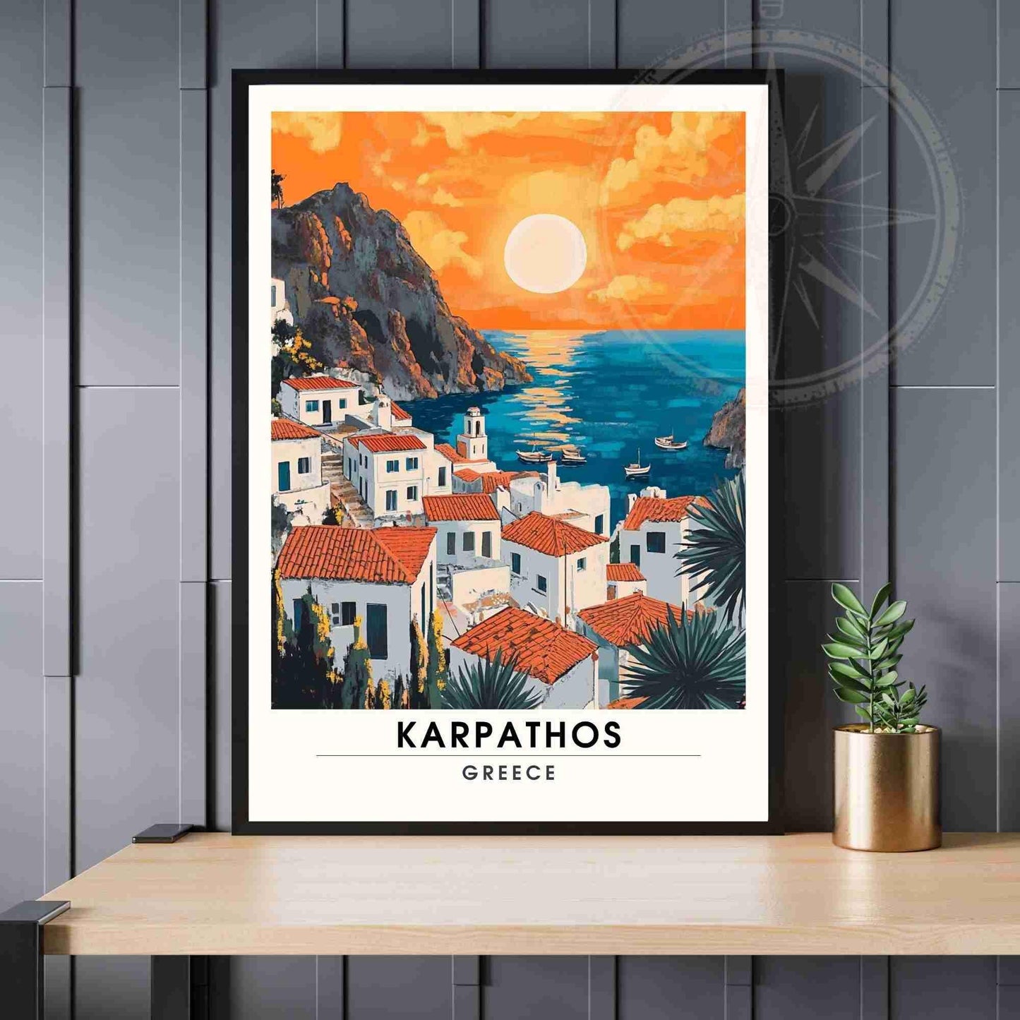 Karpathos Poster | Karpathos travel print, Greece - Sunset