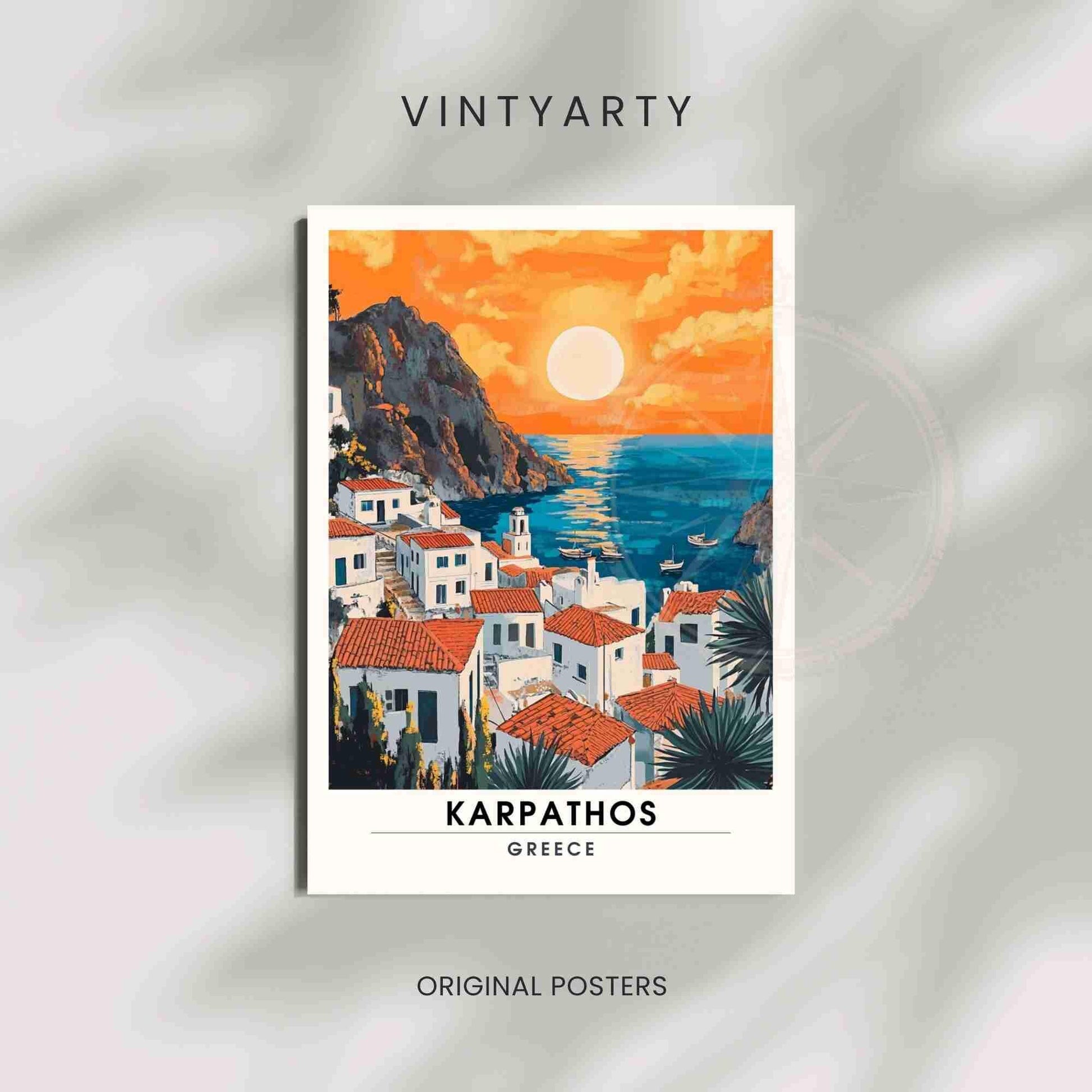 Affiche Karpathos | Impression de voyage Karpathos, Grèce - Au coucher de soleil