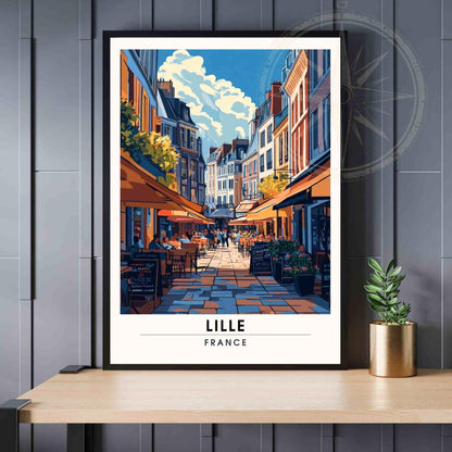 Affiche de voyage Lille | Impression Lille, France - Les terrasses de la ville