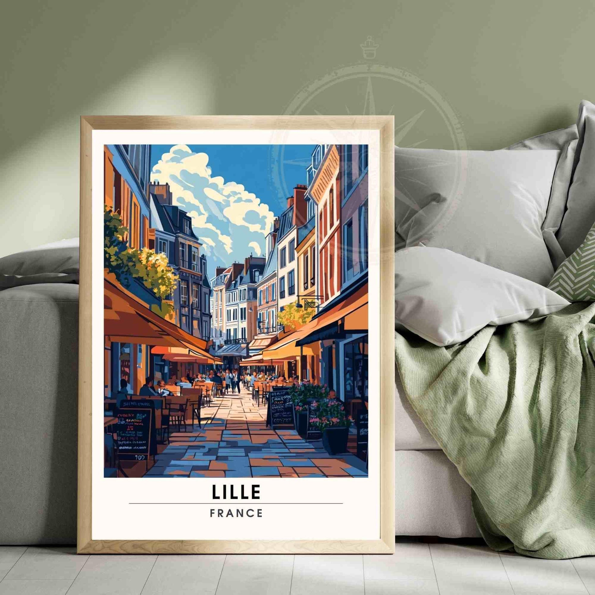 Affiche de voyage Lille | Impression Lille, France - Les terrasses de la ville