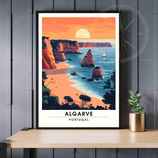 Algarve Poster | Algarve print, Portugal - At sunset