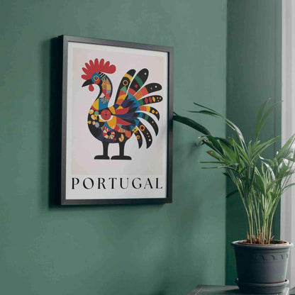 Affiche Portugal - coq de barcelos revisité