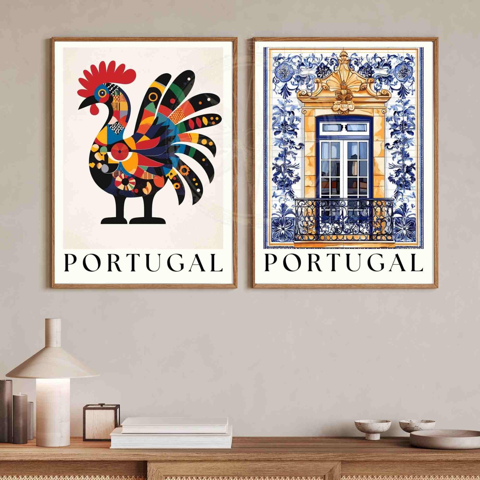 Affiche Portugal - coq de barcelos revisité