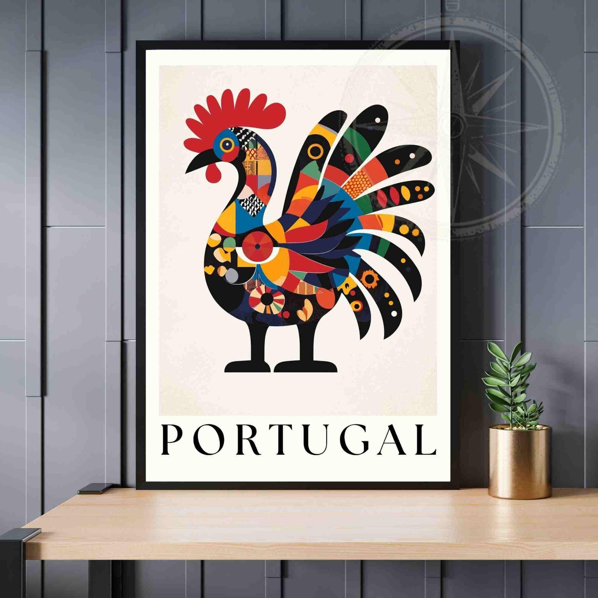 Affiche Portugal - coq de barcelos revisité