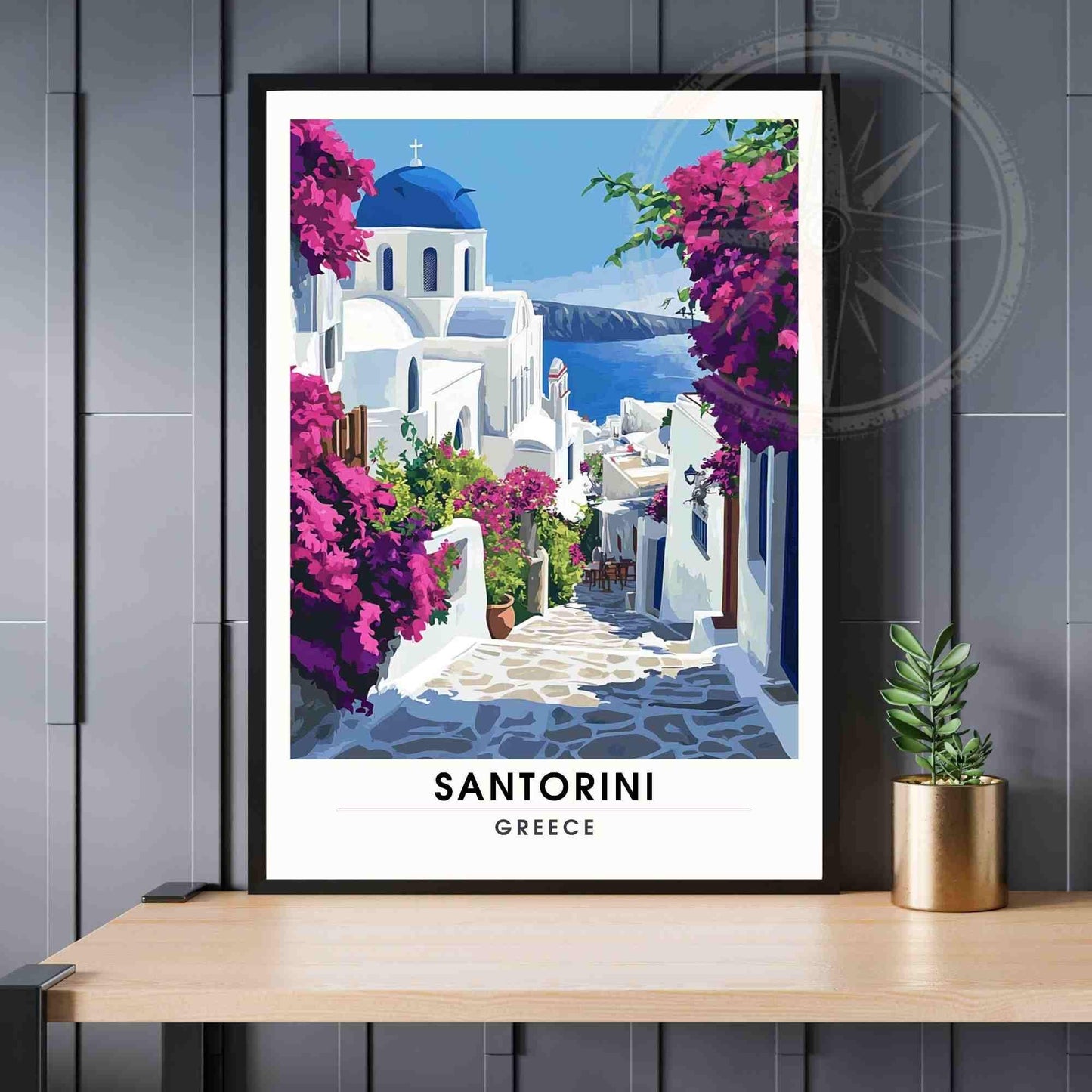 Affiche Santorin | Impression de voyage Santorin, Grèce