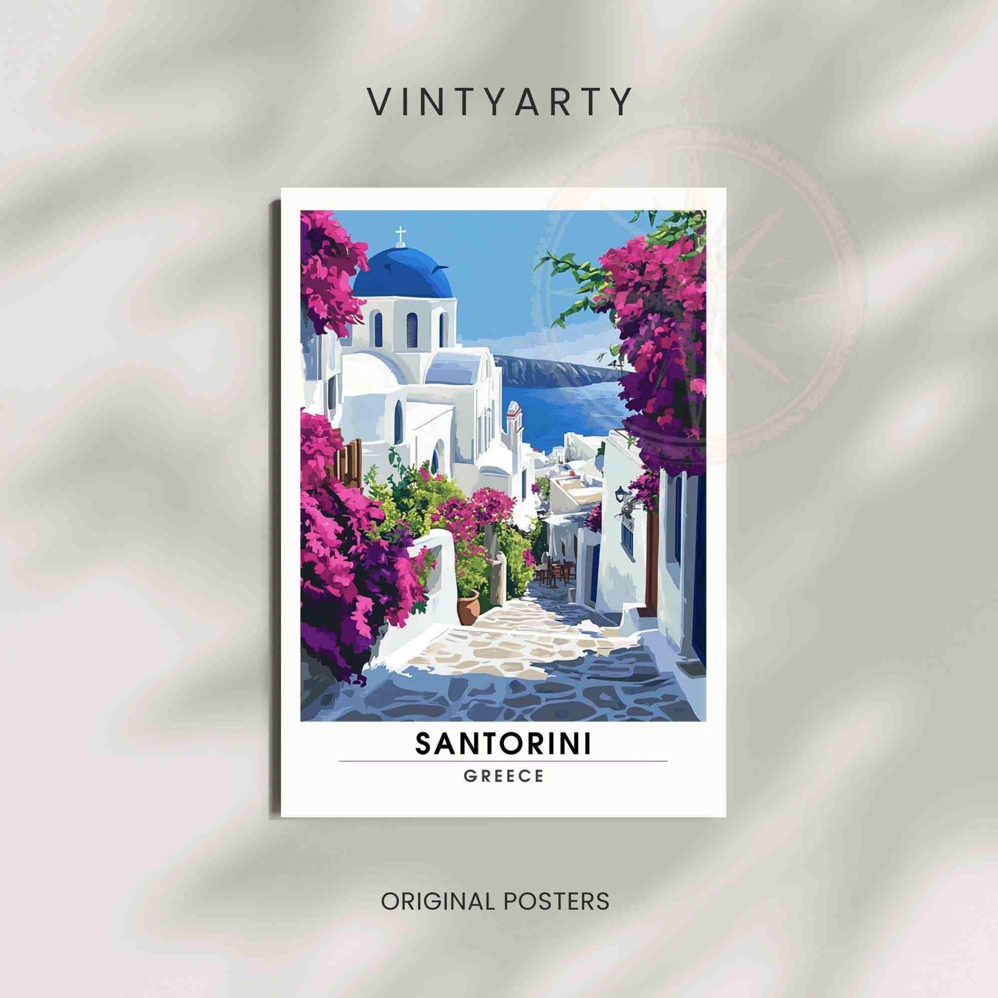 Affiche Santorin | Impression de voyage Santorin, Grèce