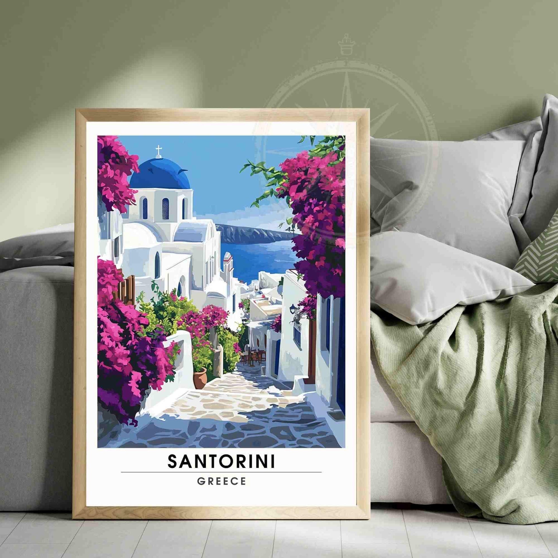 Affiche Santorin | Impression de voyage Santorin, Grèce