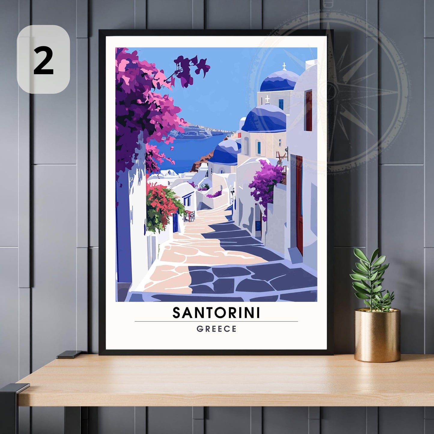 Affiche Santorin | Impression de voyage Santorin, Grèce - Affiches au choix -