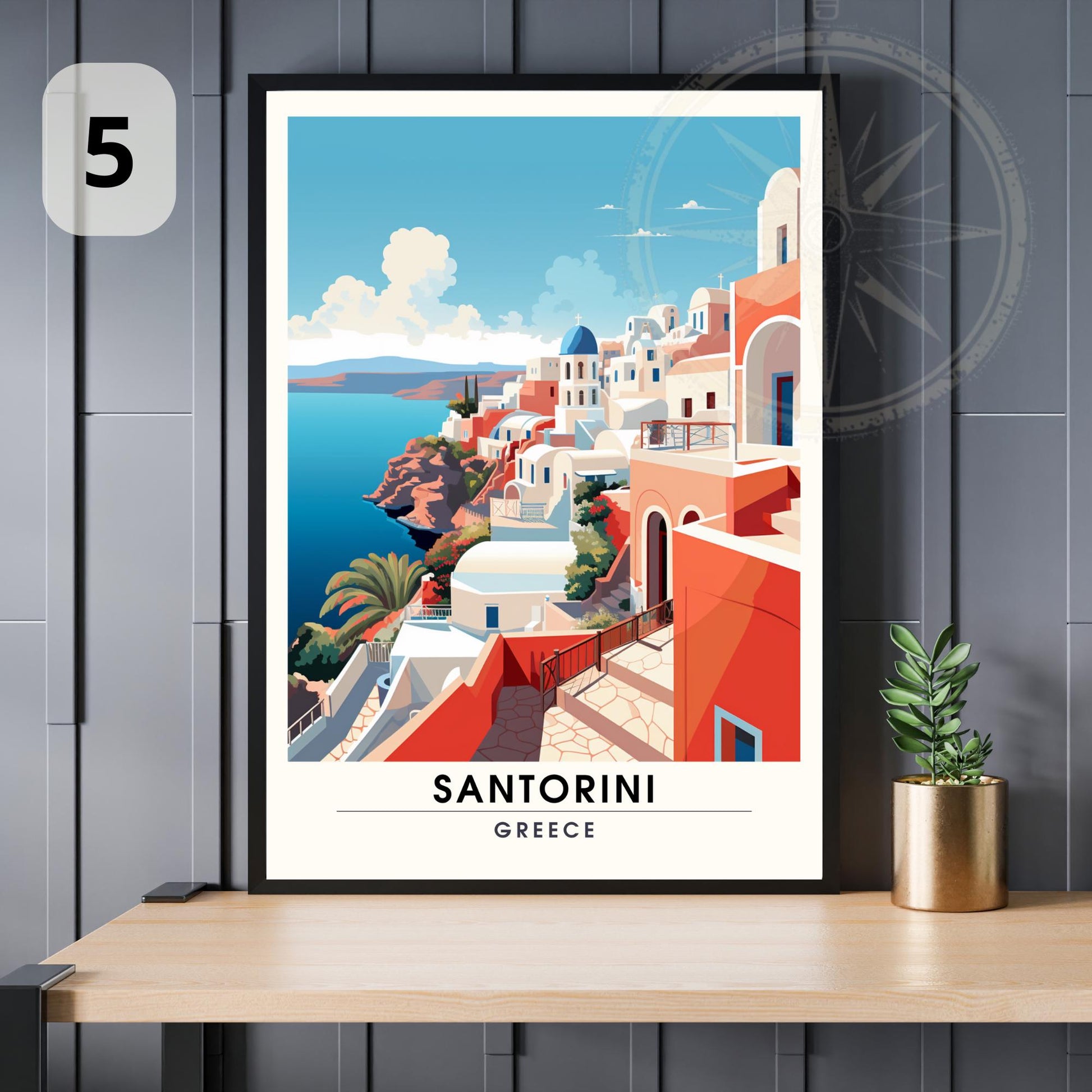 Affiche Santorin | Impression de voyage Santorin, Grèce - Affiches au choix -