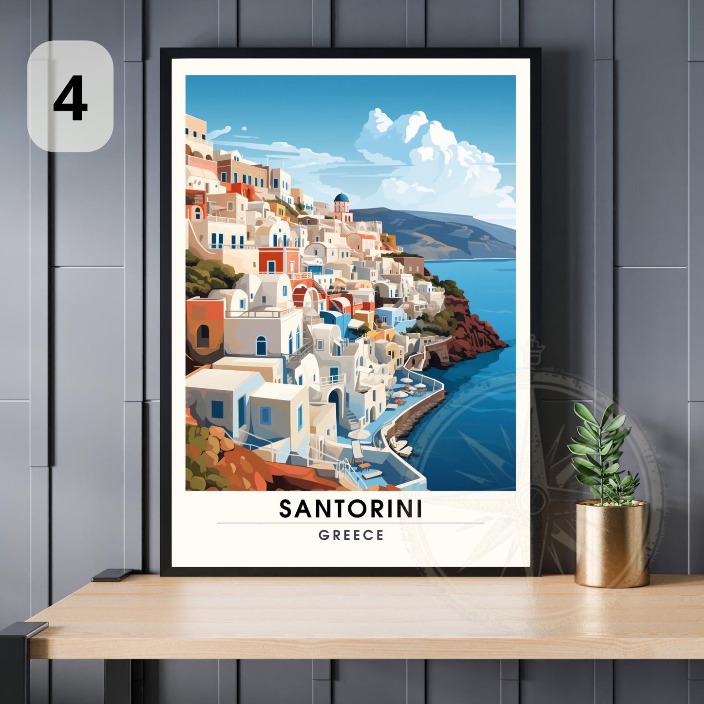 Affiche Santorin | Impression de voyage Santorin, Grèce - Affiches au choix -