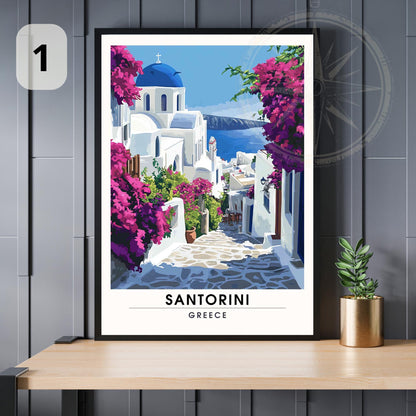 Affiche Santorin | Impression de voyage Santorin, Grèce - Affiches au choix -