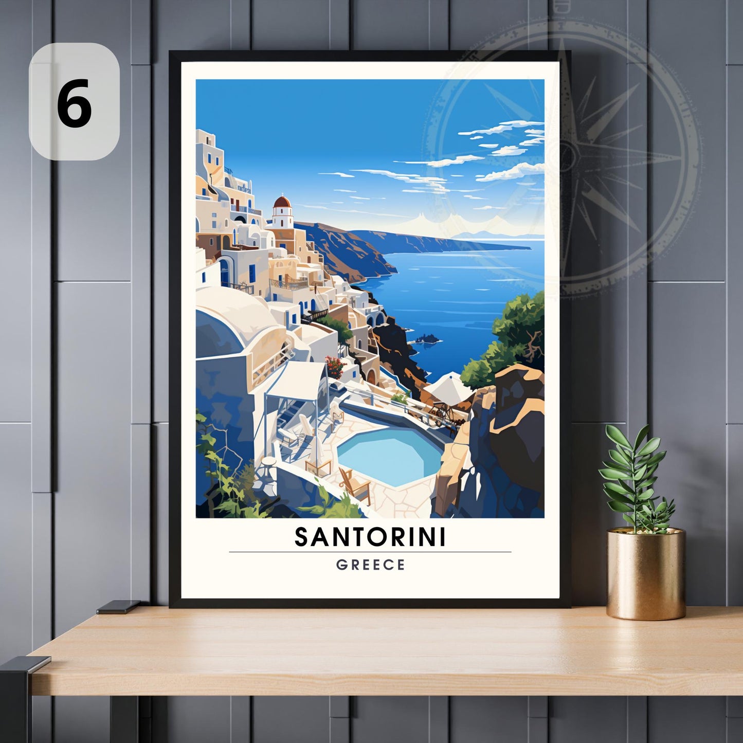 Affiche Santorin | Impression de voyage Santorin, Grèce - Affiches au choix -