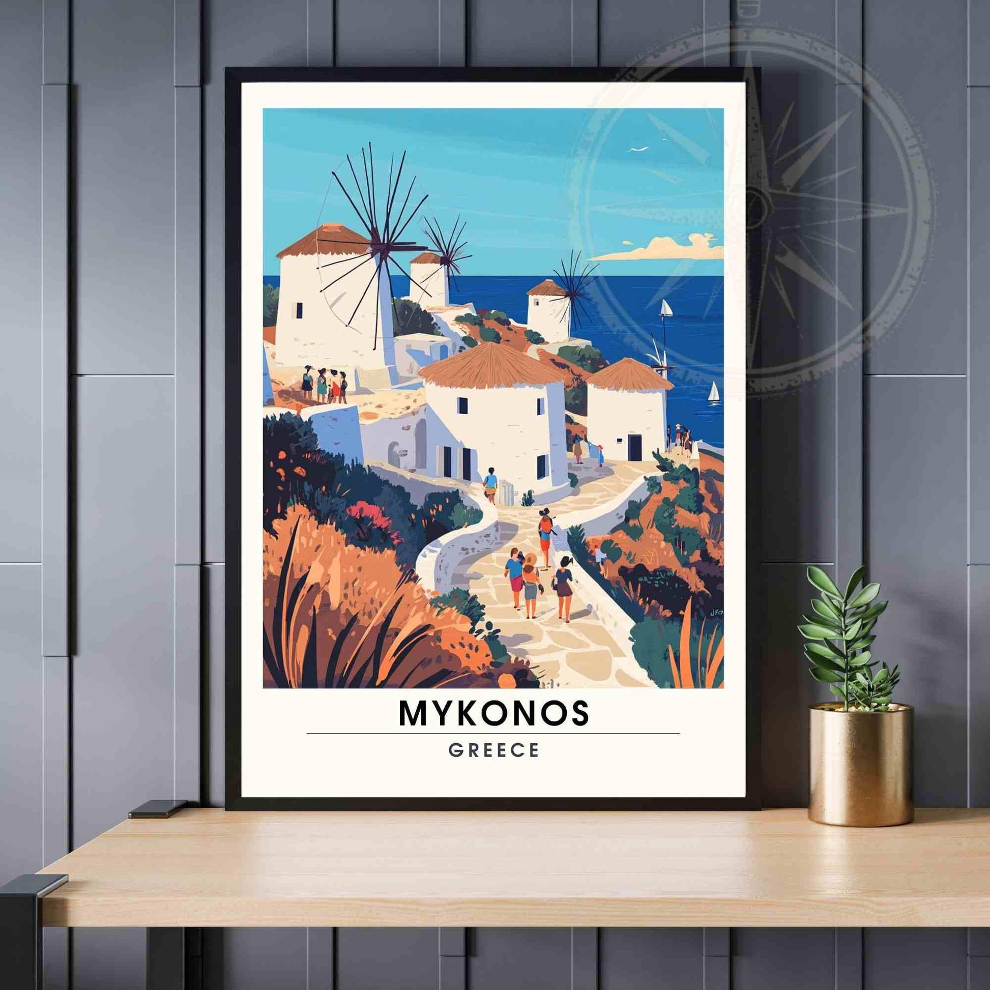 Mykonos Poster - Mykonos print - Greece - Windmills of Mykonos