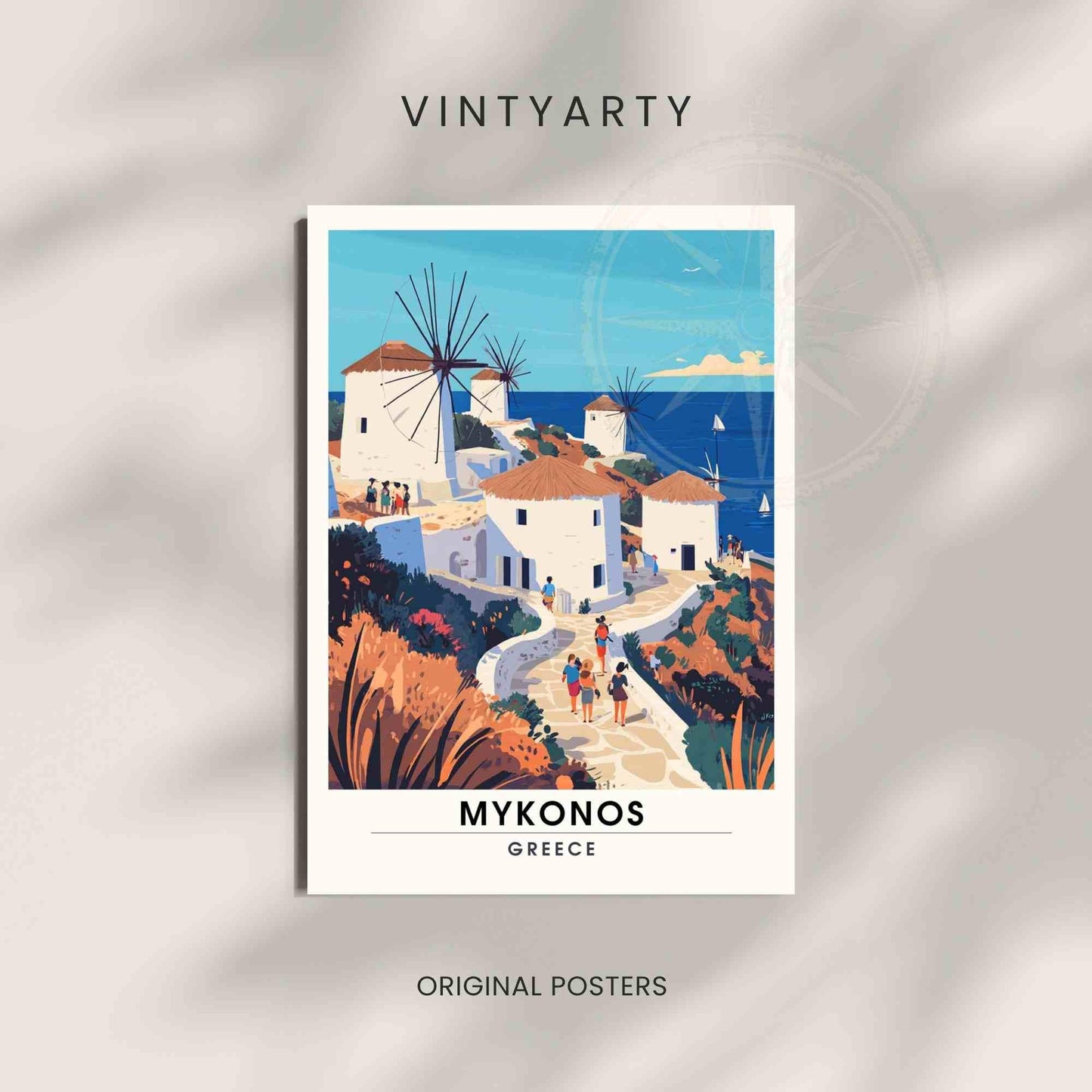 Mykonos Poster - Mykonos print - Greece - Windmills of Mykonos