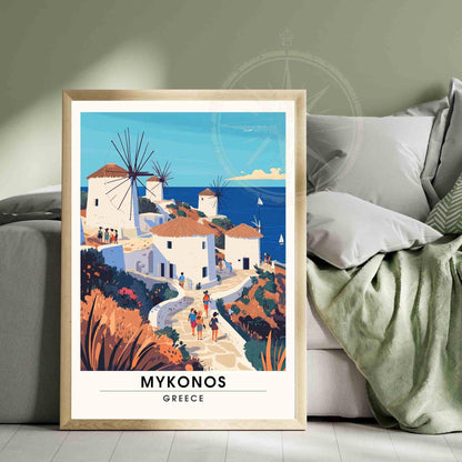 Mykonos Poster - Mykonos print - Greece - Windmills of Mykonos