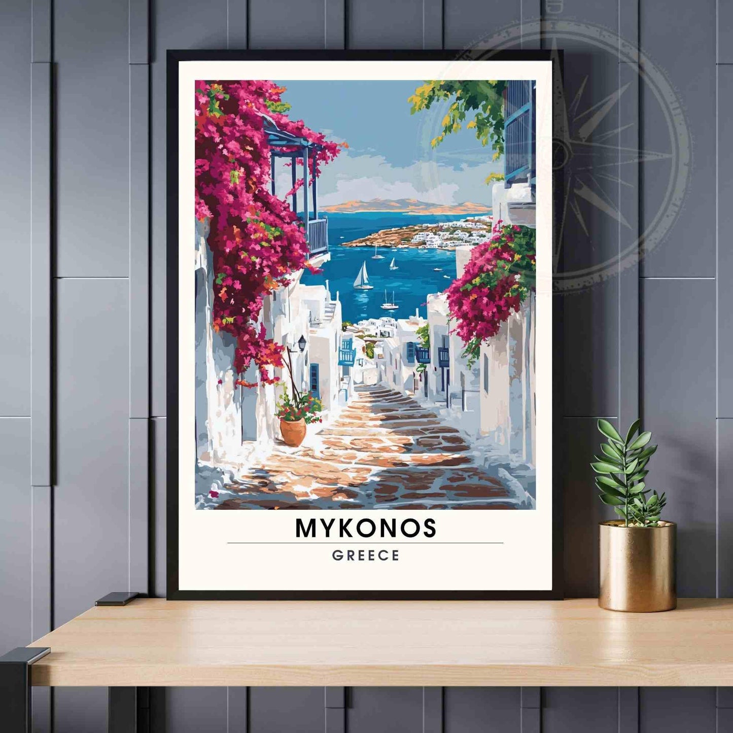 Mykonos Poster - Mykonos travel print - Greece - Charming streets and houses of Mykonos