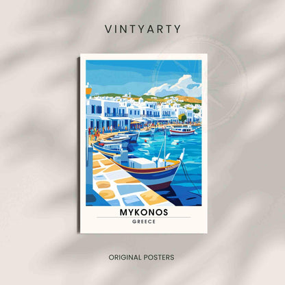 Affiche de voyage Mykonos | Impression Mykonos, Grèce - Port de plaisance