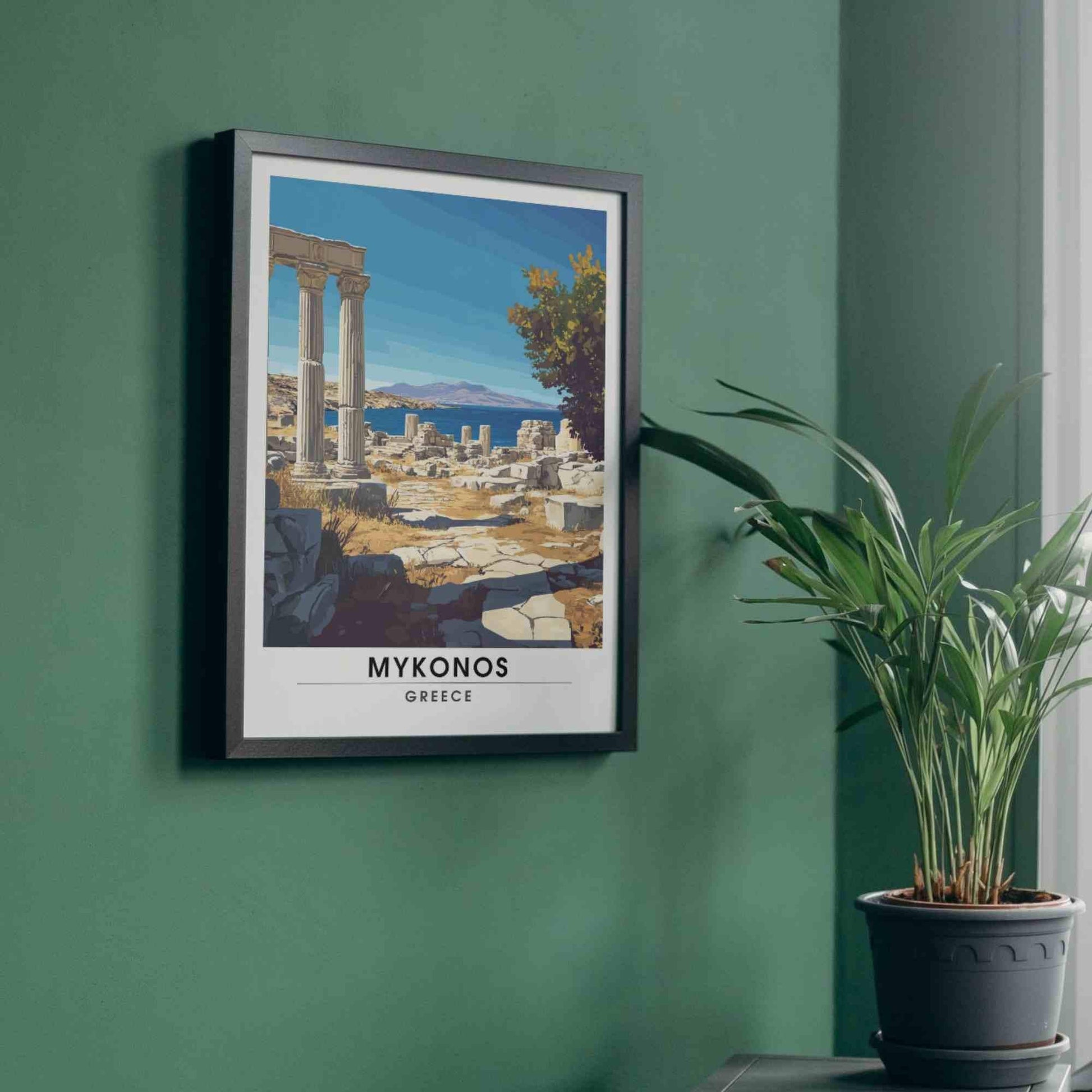 Mykonos Poster - Mykonos travel print - Greece - Majestic ruins of Delos