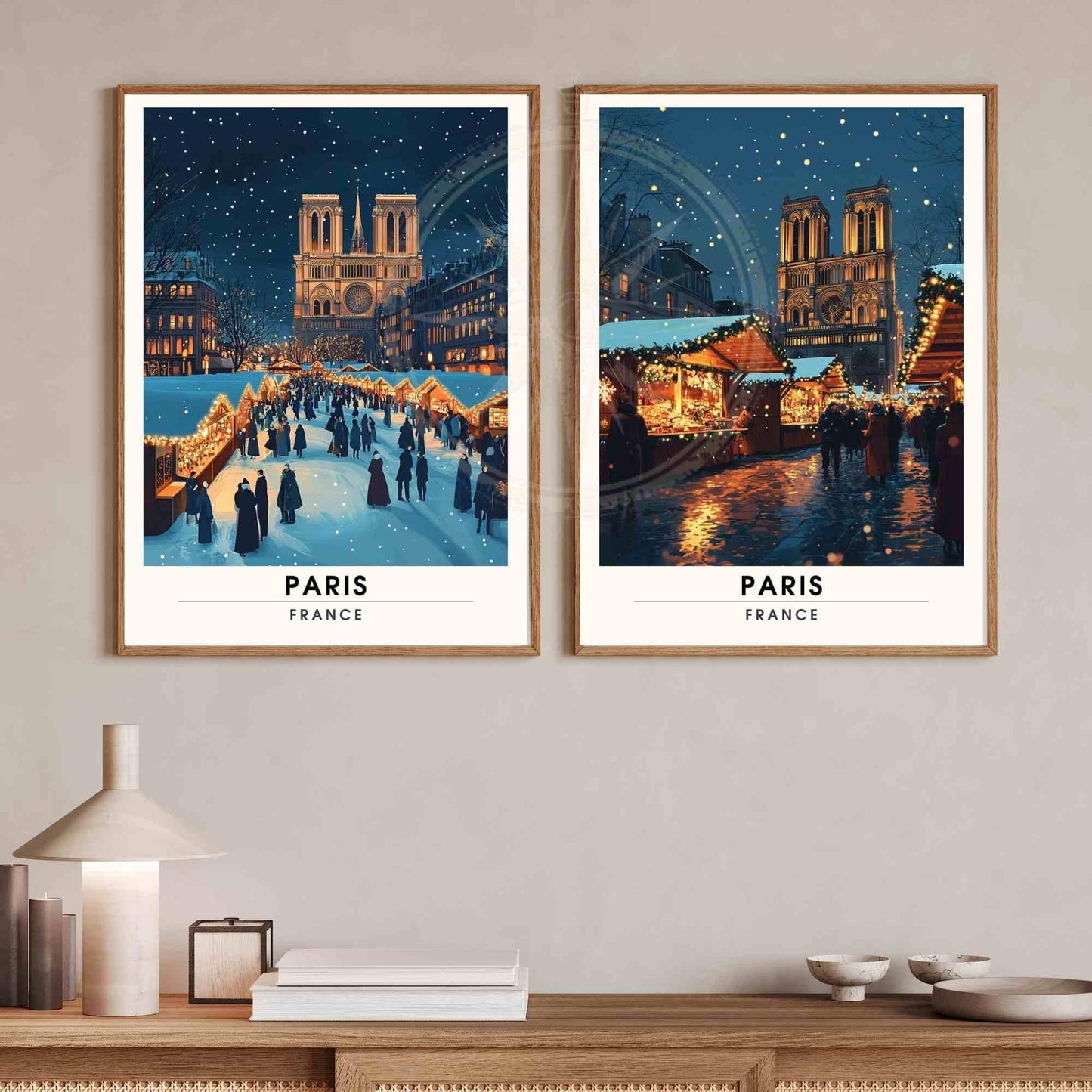 Affiche Paris | Impression de noël Paris | Affiche Notre-Dame de Paris