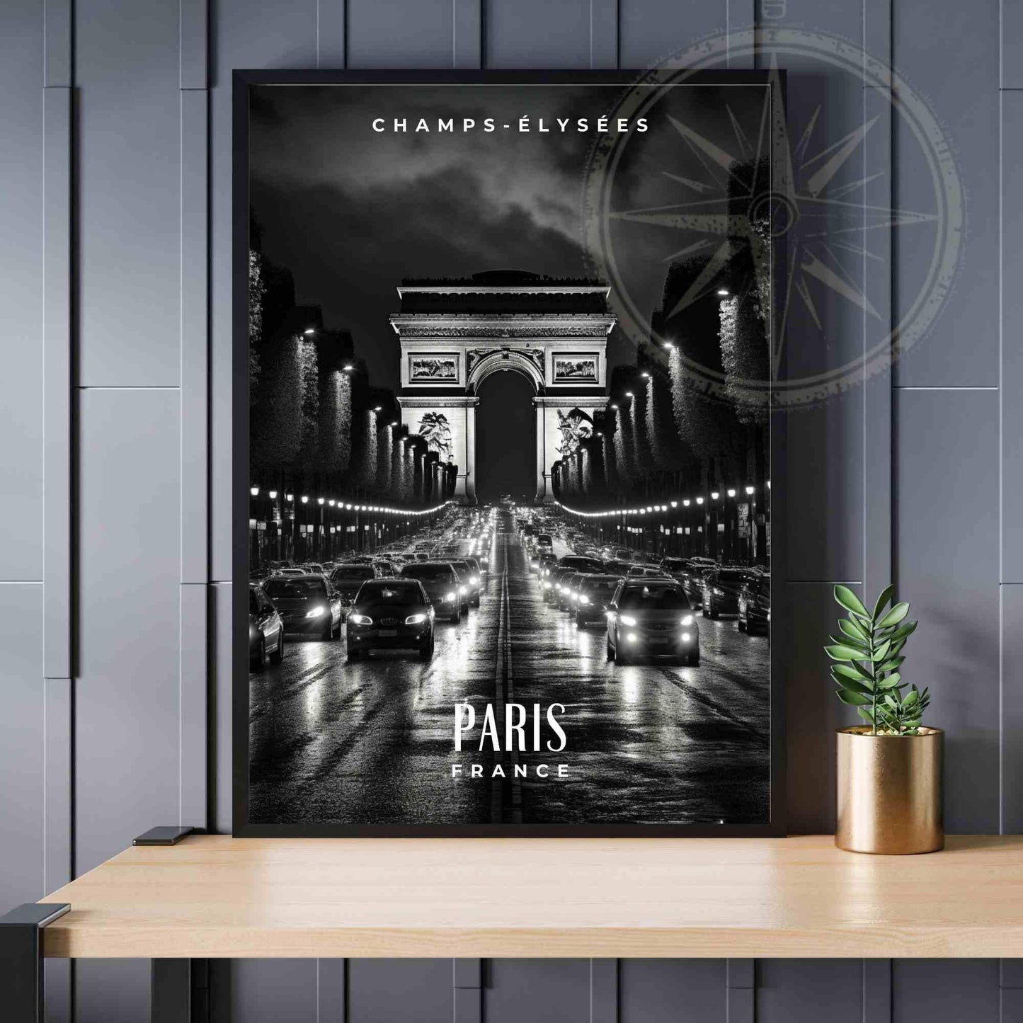 Affiche Paris | Impression Champs Elysées - Affiche noir et blanc