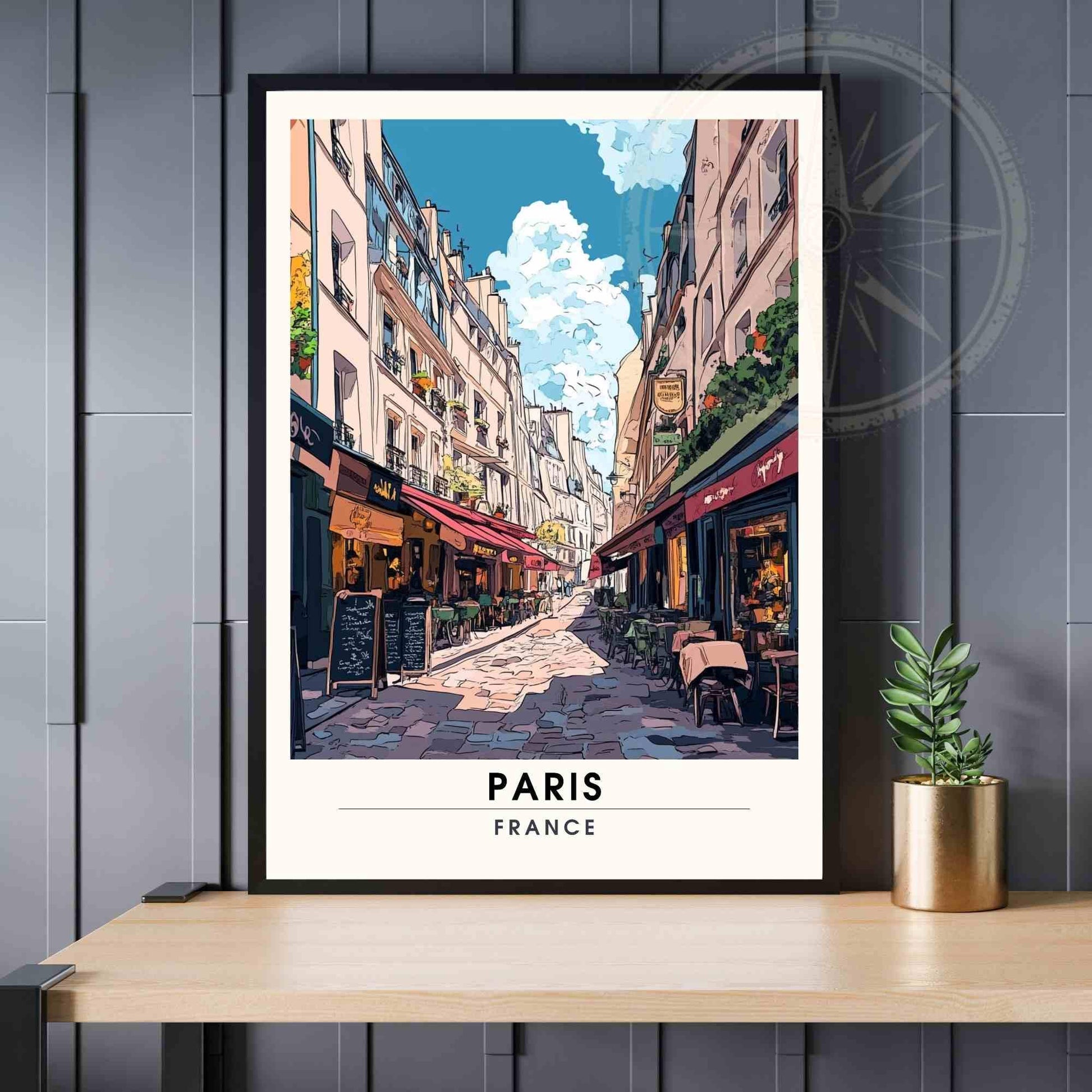 Affiche de voyage Paris | Impression Paris | Rue Mouffetard