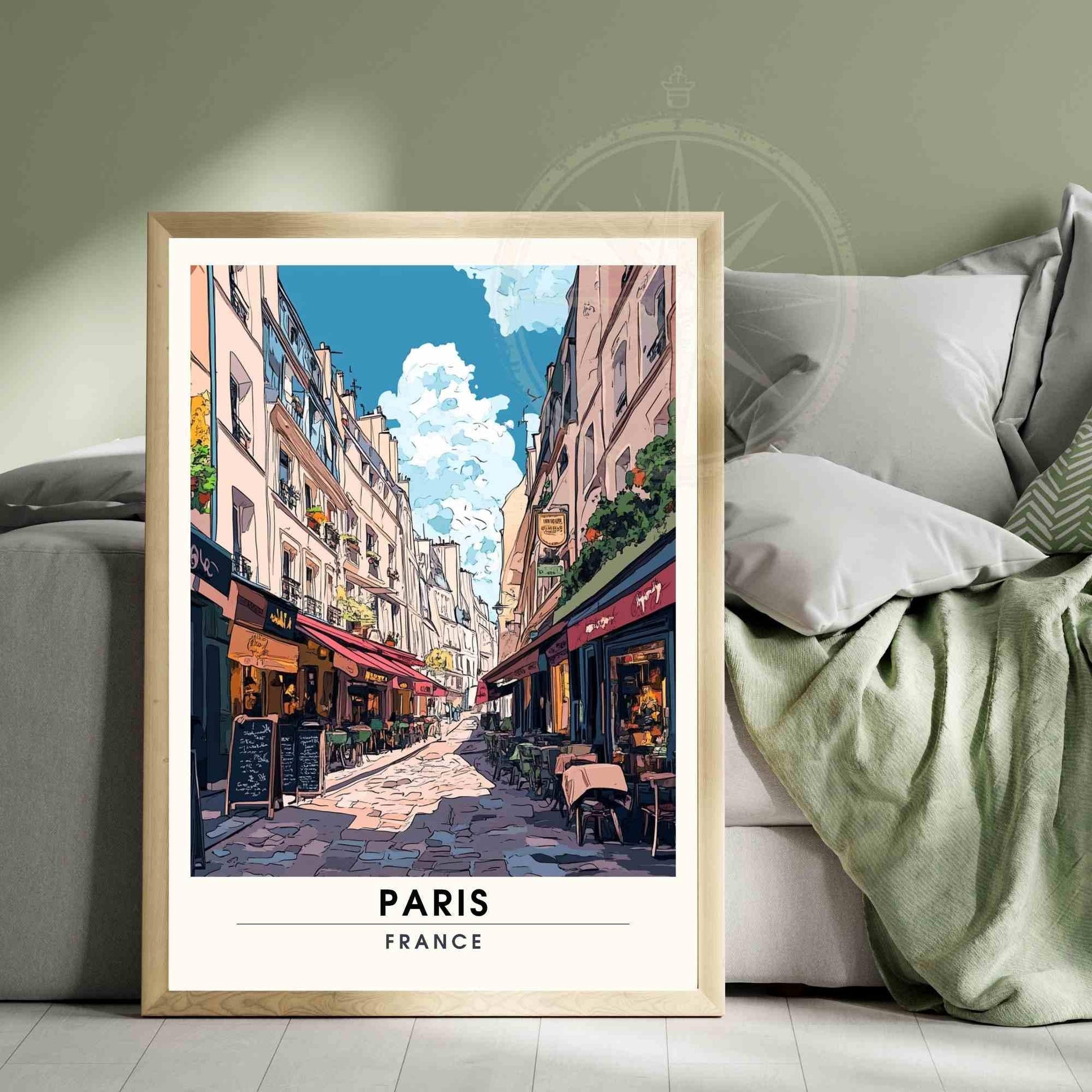 Affiche de voyage Paris | Impression Paris | Rue Mouffetard