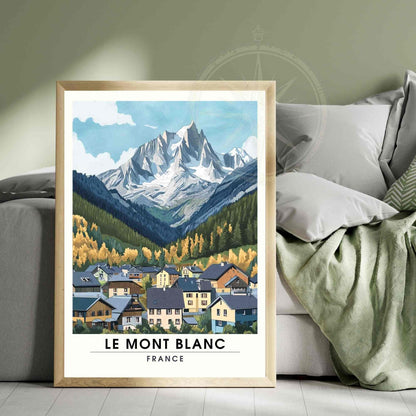 Affiche Le Mont Blanc | Impression Mont Blanc | Affiche Les Alpes - Vue depuis Chamonix