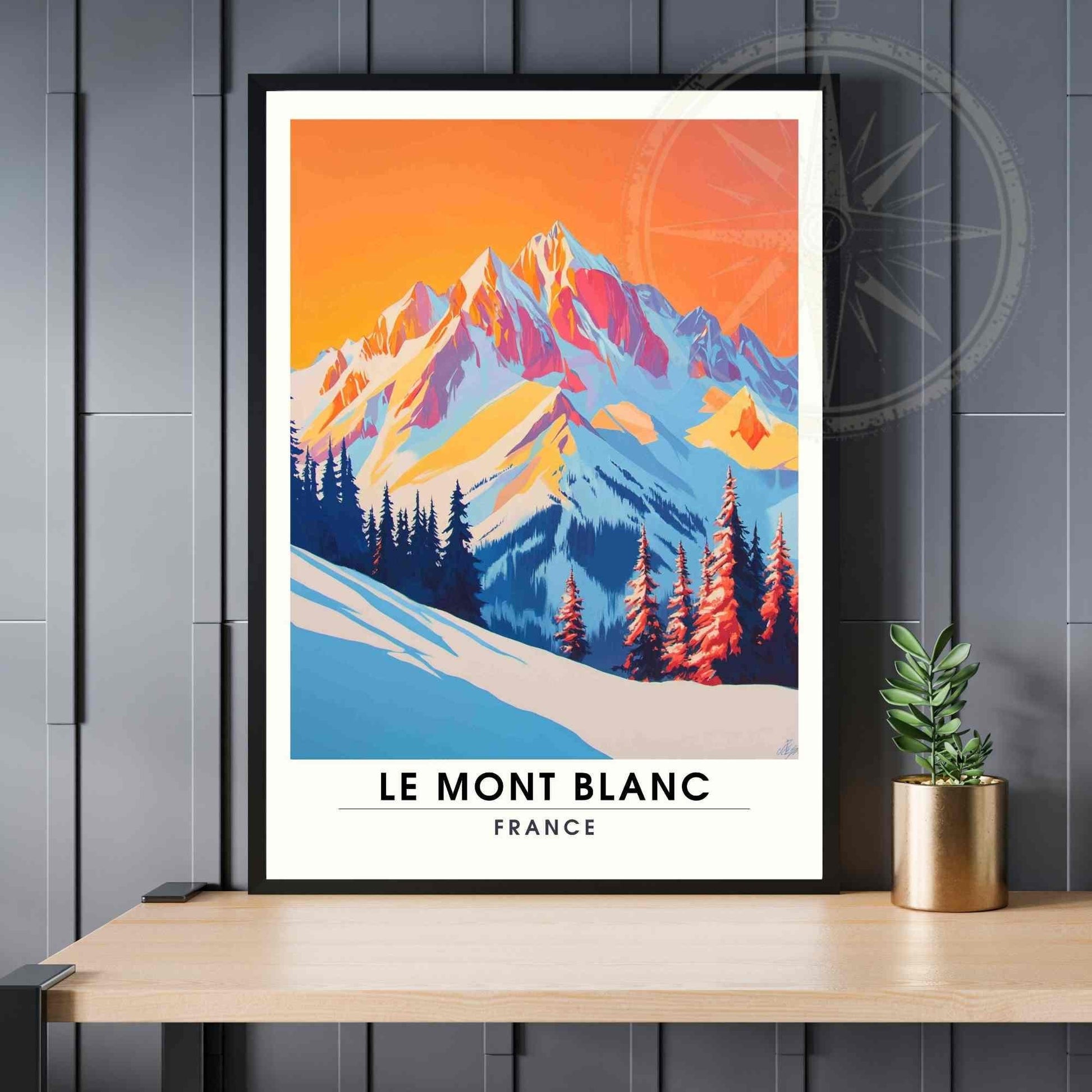 Affiche Le Mont Blanc | Impression Mont Blanc | Affiche Les Alpes - Au coucheur de soleil