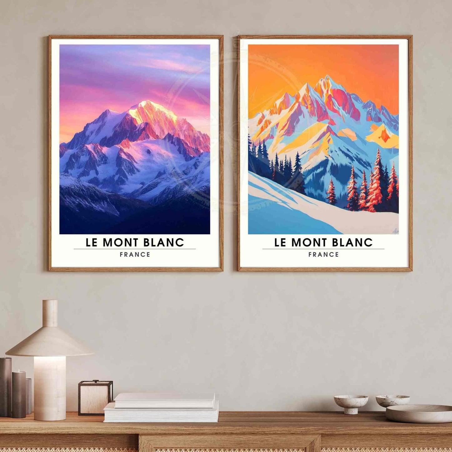 Affiche Le Mont Blanc | Impression Mont Blanc | Affiche Les Alpes - Au coucheur de soleil