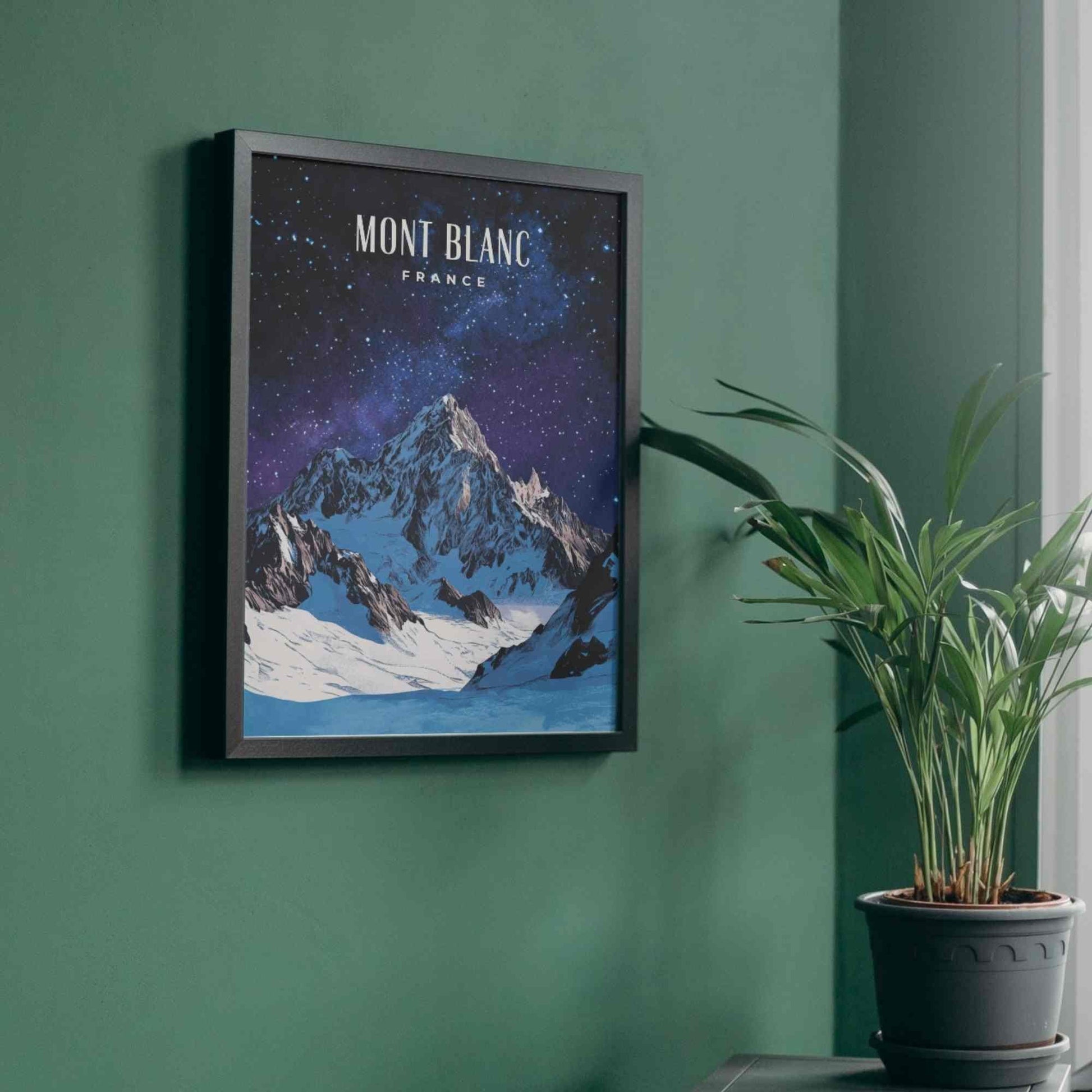 Affiche Le Mont Blanc | Impression Mont Blanc | Affiche Les Alpes - Nuit étoilée