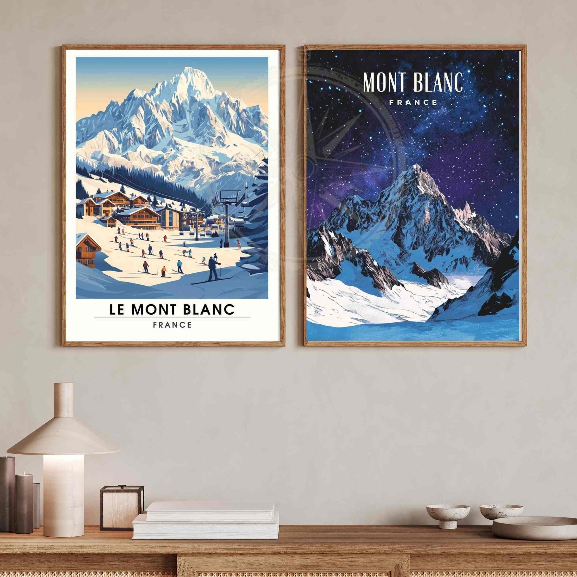 Affiche Le Mont Blanc | Impression Mont Blanc | Affiche Les Alpes - Nuit étoilée